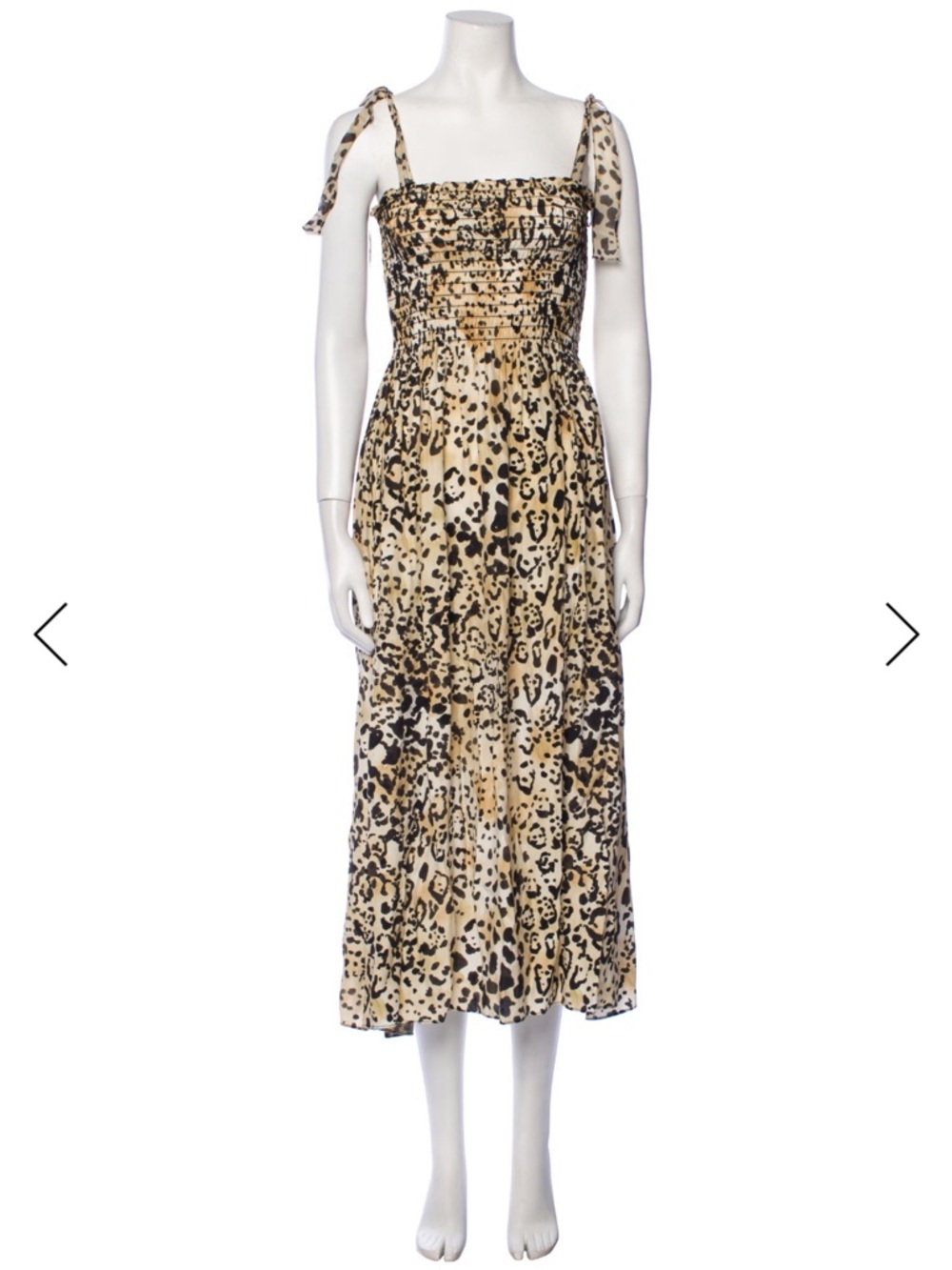 La Ligne silk animal Print Tie-Shoulder Midi Dress - Beige/Black